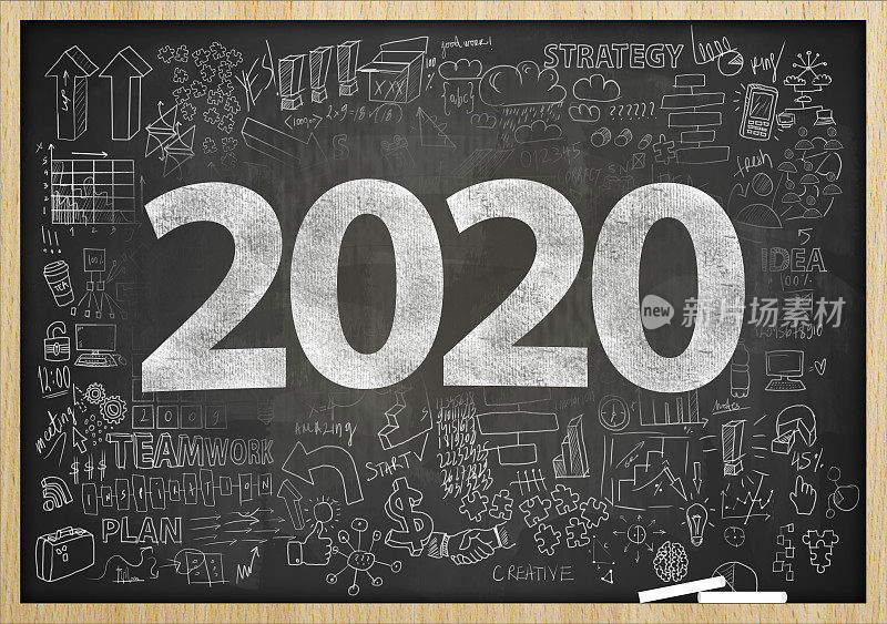 2020年新年/黑板与图表概念(点击查看更多)